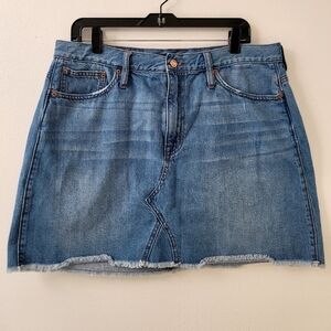 J crew Denim Mini skirt raw HEM